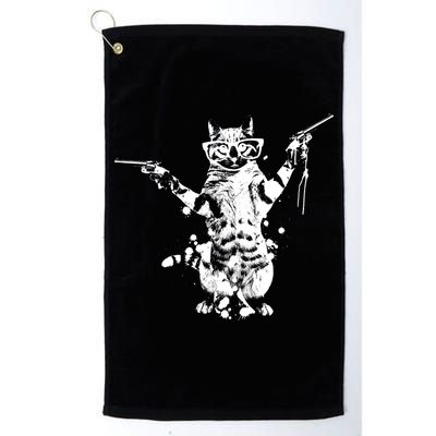 Stencil Graffiti Cat Armed With Guns Golf Towel
