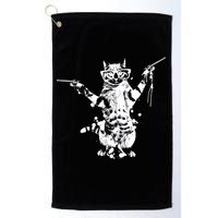 Stencil Graffiti Cat Armed With Guns Golf Towel