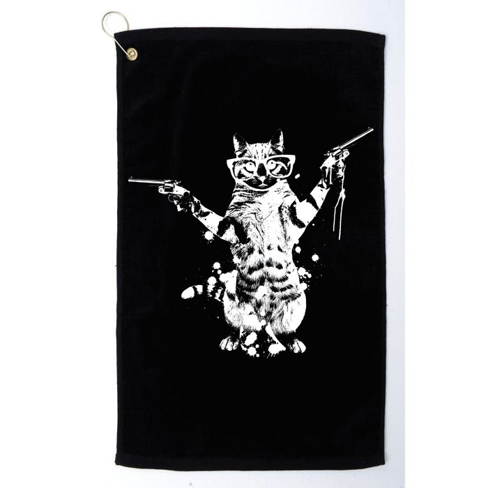 Stencil Graffiti Cat Armed With Guns Golf Towel