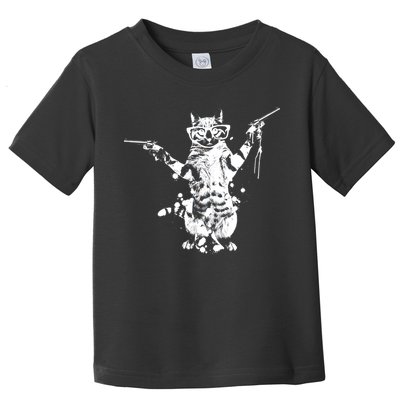 Stencil Graffiti Cat Armed With Guns Toddler T-Shirt