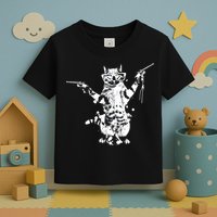Stencil Graffiti Cat Armed With Guns Toddler T-Shirt