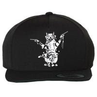 Stencil Graffiti Cat Armed With Guns Wool Snapback Cap