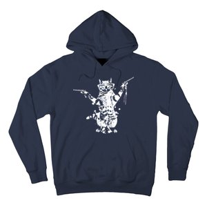 Stencil Graffiti Cat Armed With Guns Hoodie