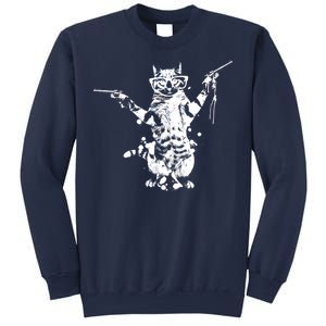 Stencil Graffiti Cat Armed With Guns Sweatshirt