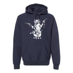 Stencil Graffiti Cat Armed With Guns Premium Hoodie