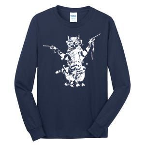 Stencil Graffiti Cat Armed With Guns Tall Long Sleeve T-Shirt