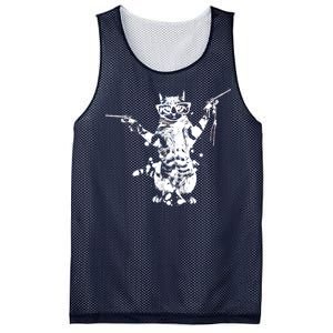 Stencil Graffiti Cat Armed With Guns Mesh Reversible Basketball Jersey Tank