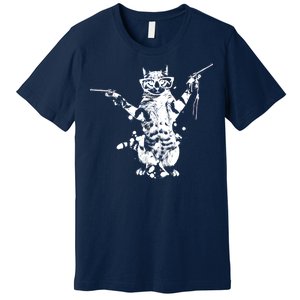 Stencil Graffiti Cat Armed With Guns Premium T-Shirt