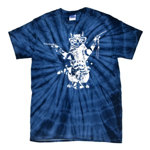 Stencil Graffiti Cat Armed With Guns Tie-Dye T-Shirt