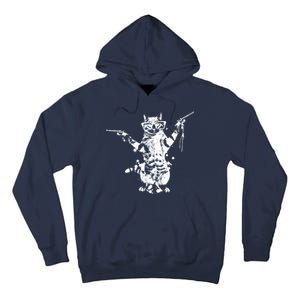 Stencil Graffiti Cat Armed With Guns Tall Hoodie