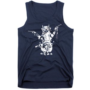 Stencil Graffiti Cat Armed With Guns Tank Top