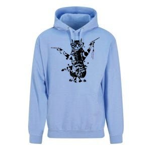 Stencil Graffiti Cat Armed With Guns Unisex Surf Hoodie