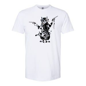 Stencil Graffiti Cat Armed With Guns Softstyle CVC T-Shirt