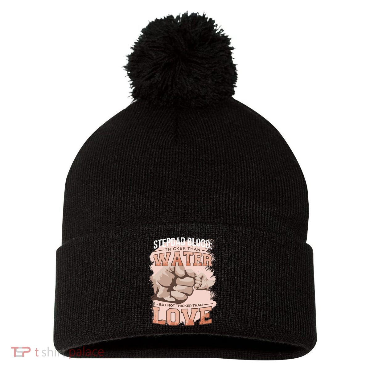 Stepdad Blood Love Pom Pom 12in Knit Beanie