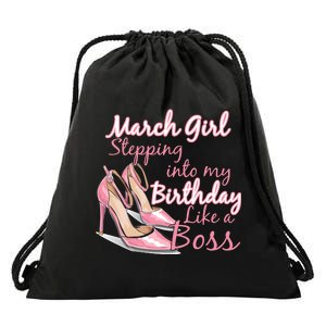 Stepping into March like a boss Drawstring Bag