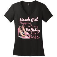 Stepping into March like a boss Women's V-Neck T-Shirt