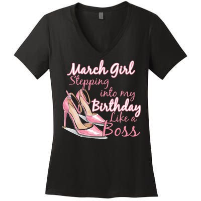 Stepping into March like a boss Women's V-Neck T-Shirt