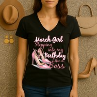 Stepping into March like a boss Women's V-Neck T-Shirt