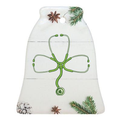 Stethoscope Clover Ceramic Bell Ornament