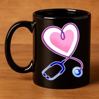 Stethoscope Heart Nursing  11oz C Handle Ceramic Mug