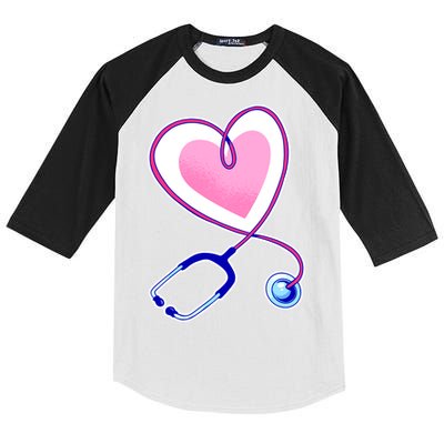 Stethoscope Heart Nursing  Kids Colorblock Raglan Jersey