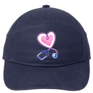 Stethoscope Heart Nursing  7-Panel Snapback Hat