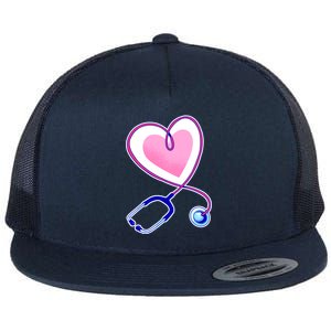 Stethoscope Heart Nursing  Flat Bill Trucker Hat