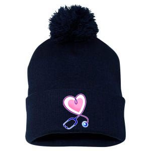 Stethoscope Heart Nursing  Pom Pom 12in Knit Beanie