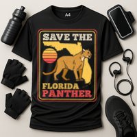 Save The Florida Panther Retro Wildlife Cougar Cooling Performance Crew T-Shirt