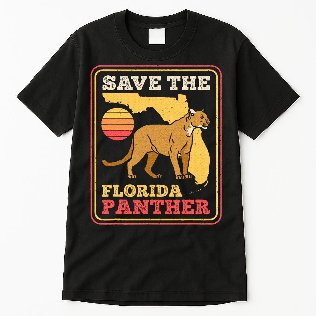 Save The Florida Panther Retro Wildlife Cougar Tall T-Shirt