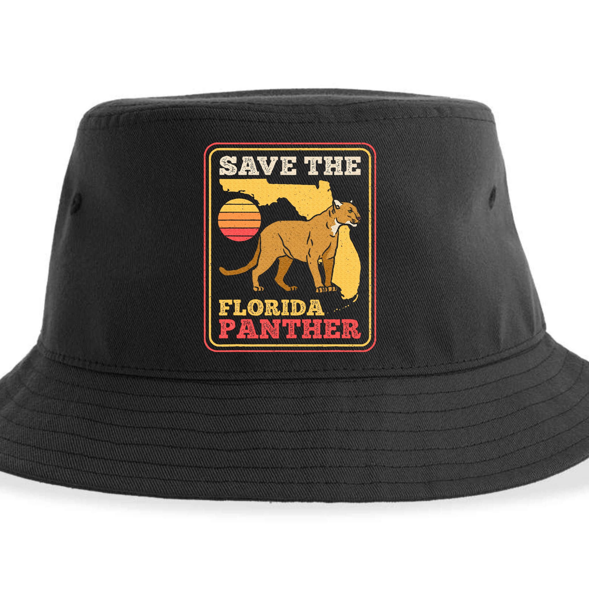 Save The Florida Panther Retro Wildlife Cougar Sustainable Bucket Hat