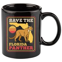 Save The Florida Panther Retro Wildlife Cougar 11oz C Handle Ceramic Mug