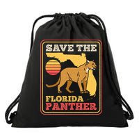 Save The Florida Panther Retro Wildlife Cougar Drawstring Bag