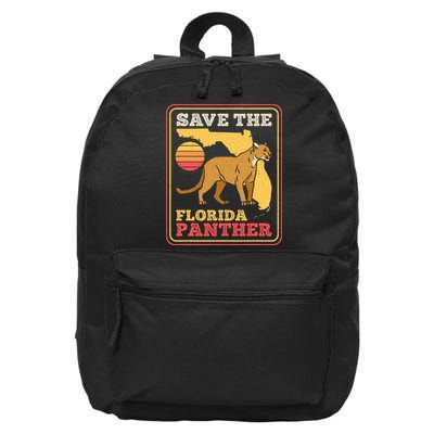 Save The Florida Panther Retro Wildlife Cougar 16 in Basic Backpack