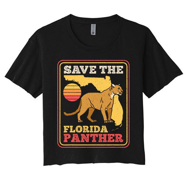 Save The Florida Panther Retro Wildlife Cougar Crop Top
