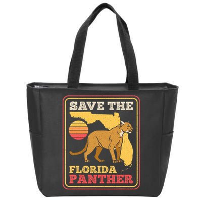 Save The Florida Panther Retro Wildlife Cougar Zip Tote Bag