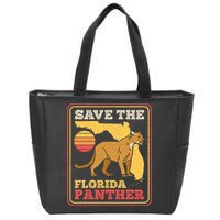 Save The Florida Panther Retro Wildlife Cougar Zip Tote Bag