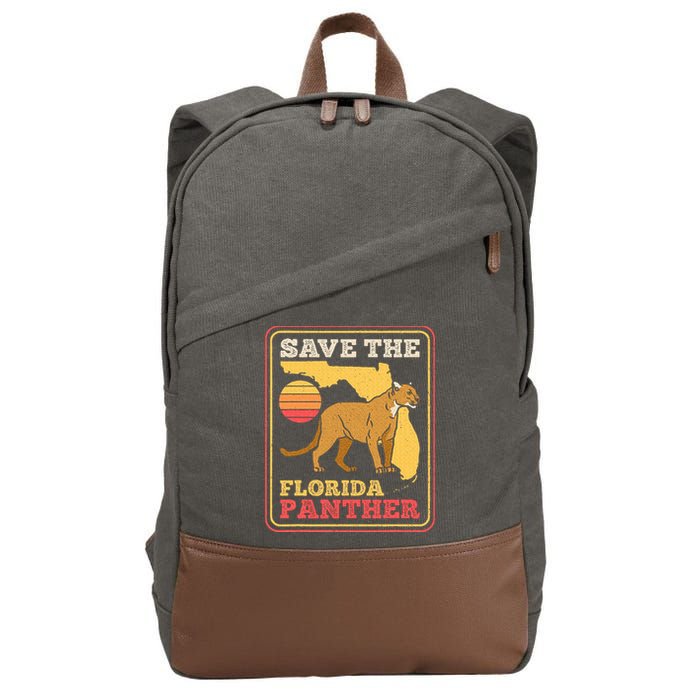 Save The Florida Panther Retro Wildlife Cougar Cotton Canvas Backpack