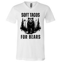 Soft Tacos For Bears Funny Camping V-Neck T-Shirt