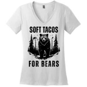 Soft Tacos For Bears Funny Camping Women's V-Neck T-Shirt