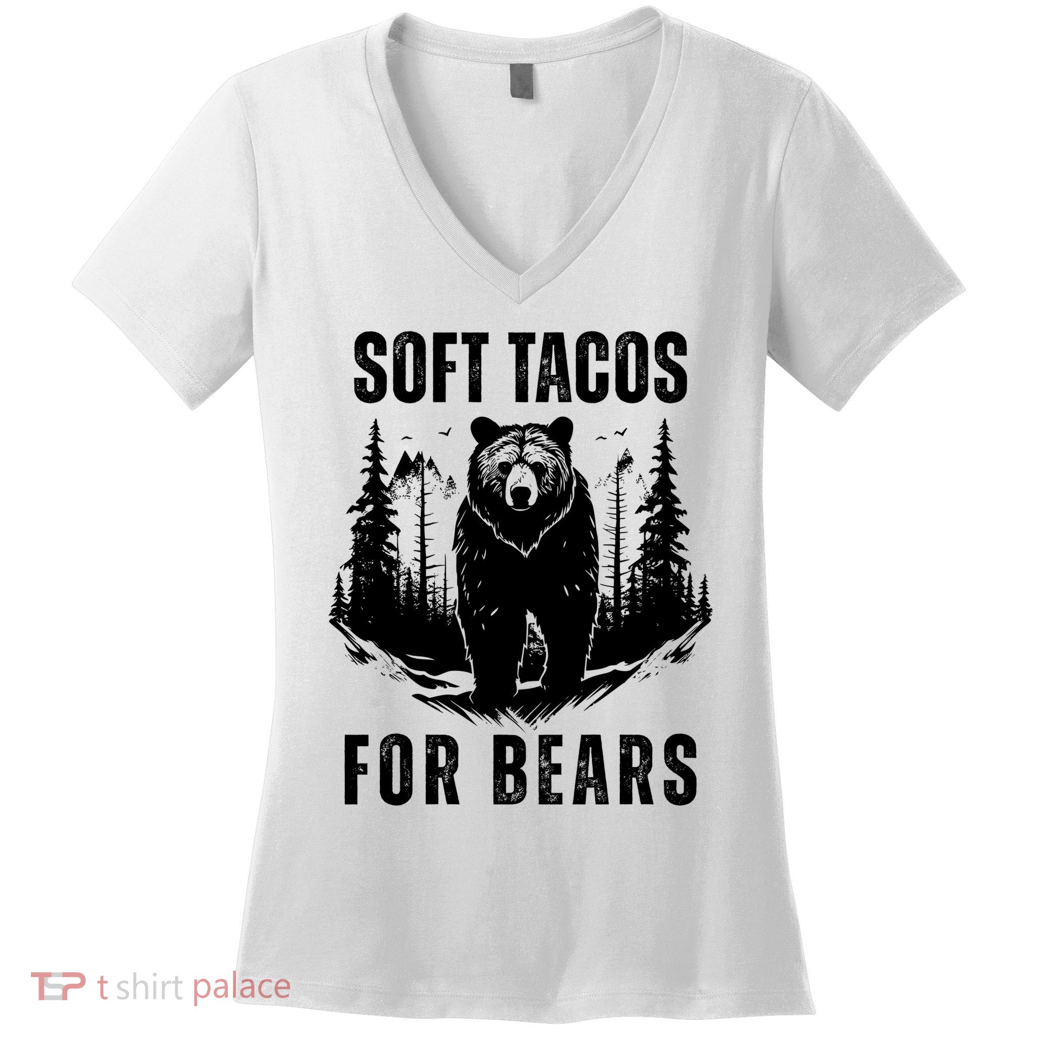 Soft Tacos For Bears Funny Camping Women's V-Neck T-Shirt