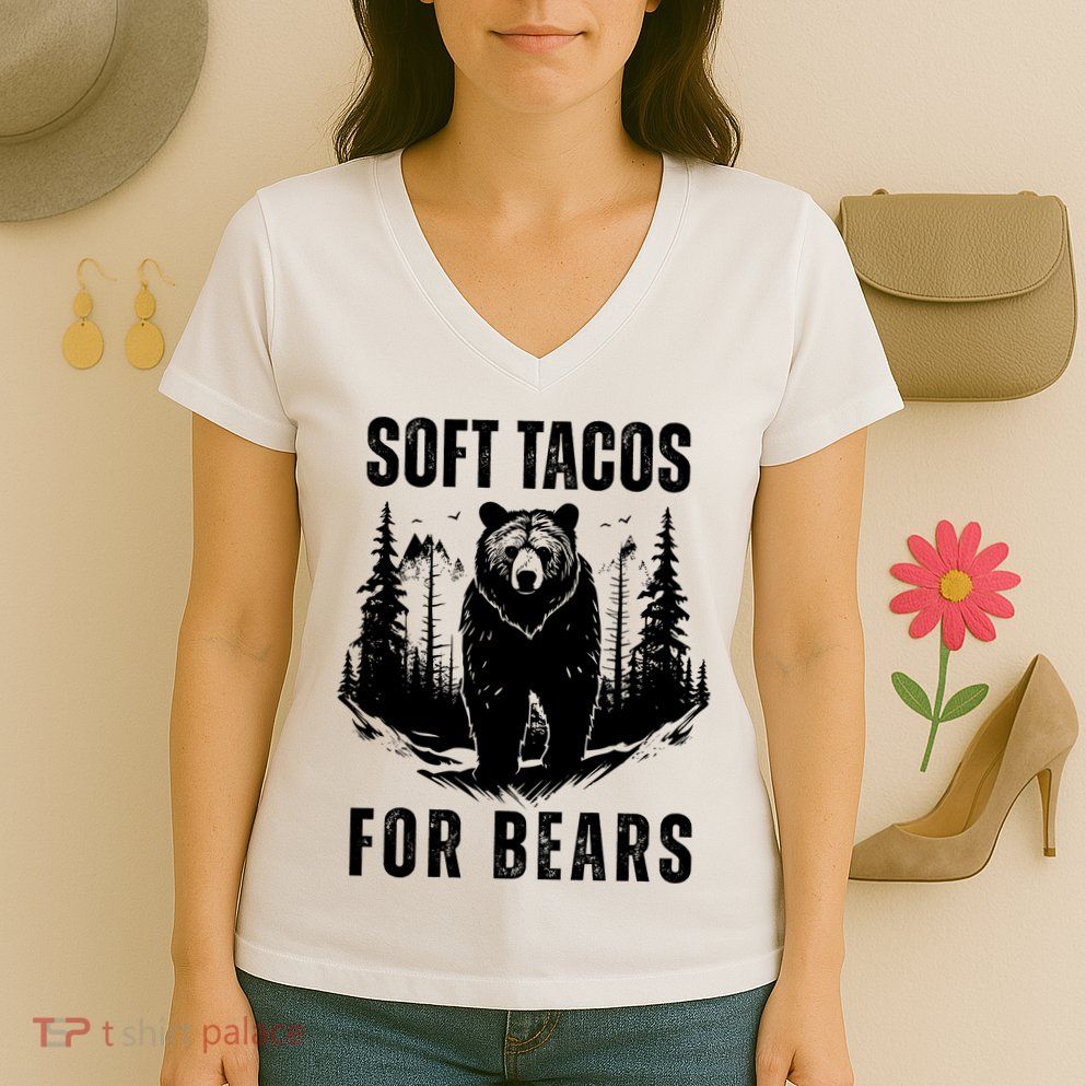 Soft Tacos For Bears Funny Camping Women's V-Neck T-Shirt