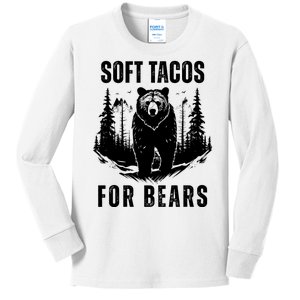 Soft Tacos For Bears Funny Camping Kids Long Sleeve Shirt