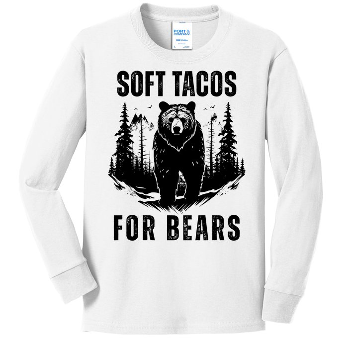 Soft Tacos For Bears Funny Camping Kids Long Sleeve Shirt