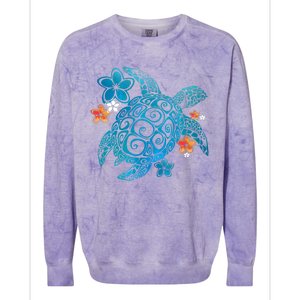 Sea Turtle Floral Tropical Pattern Colorblast Crewneck Sweatshirt