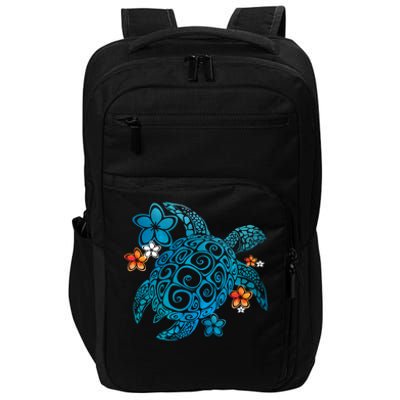 Sea Turtle Floral Tropical Pattern Impact Tech Backpack