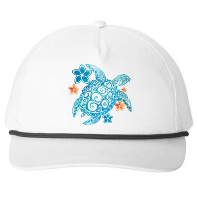 Sea Turtle Floral Tropical Pattern Snapback Five-Panel Rope Hat