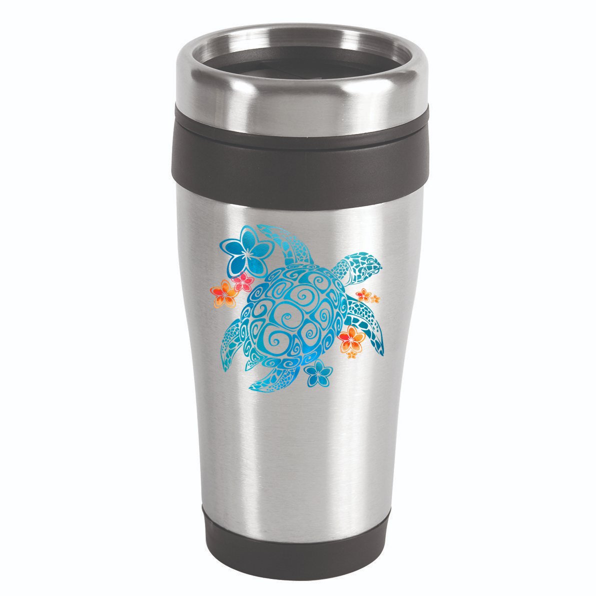 Sea Turtle Floral Tropical Pattern 16oz Travel Tumbler