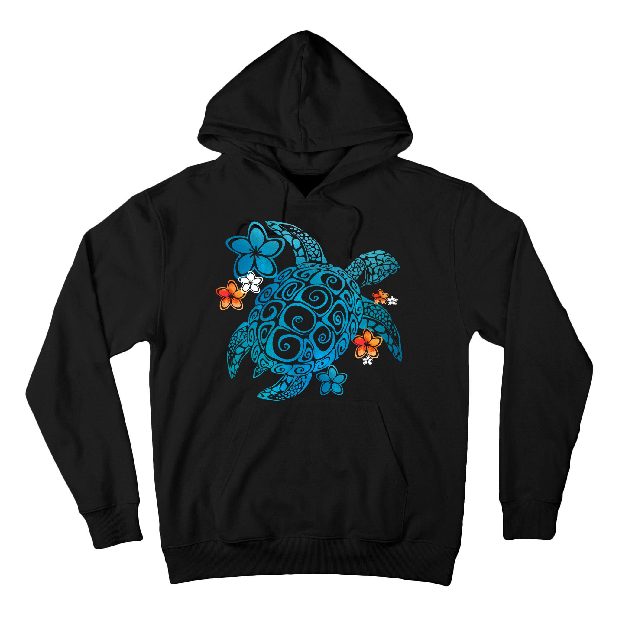 Sea Turtle Floral Tropical Pattern Tall Hoodie