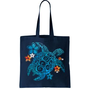 Sea Turtle Floral Tropical Pattern Tote Bag